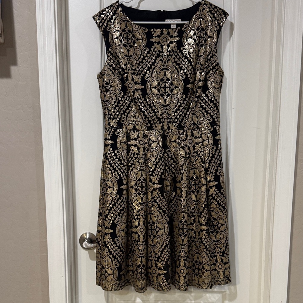 Eva Mendes for New York & Company Black and Gold Sequin Mini Dress